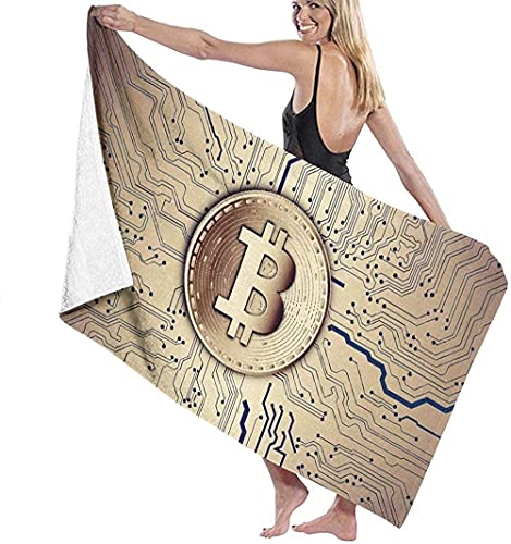 Tragbar Microfaser Strandtuch,Bitcoin im Zentrum,130 x 80 cm,Sommer Badehandtuch,Schnell Trocknendes,Weiches,Sandfreies Handtuch,Perfekt für Schwimmen Pool Strandurlaub von YHX926