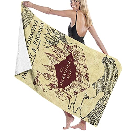 Tragbar Microfaser Strandtuch,Das Poster von Marauder Map Cute ,130 x 80 cm,Sommer Badehandtuch,Schnell Trocknendes,Weiches,Sandfreies Handtuch,Perfekt für Schwimmen Pool Strandurlaub von YHX926