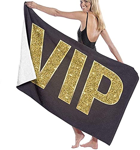 Tragbar Microfaser Strandtuch,Goldene Buchstaben VIP,130 x 80 cm,Sommer Badehandtuch,Schnell Trocknendes,Weiches,Sandfreies Handtuch,Perfekt für Schwimmen Pool Strandurlaub von YHX926