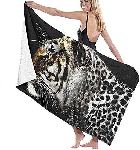 Tragbar Microfaser Strandtuch,Jaguar-Leopard-Fraktal-Grafik,130 x 80 cm,Sommer Badehandtuch,Schnell Trocknendes,Weiches,Sandfreies Handtuch,Perfekt für Schwimmen Pool Strandurlaub von YHX926