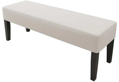 YHXAIQ Elastischer, Abnehmbarer Sitzbankbezug, Waschbarer Ottomanen-Bezüge, Vollständige Abdeckung Bezug, Polyester Sitzbank Bezug für Wohnzimmer, Schlafzimmer(White,140-160 cm) von YHXAIQ