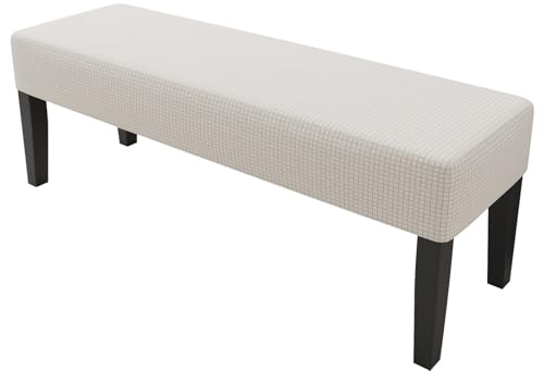 YHXAIQ Elastischer Sitzbankbezug, Vollständige Abdeckung Sitzbank Bezug, Polyester Ottomane-Bezug für Wohnzimmer, Schlafzimmer, Küche, Holz- und Metallbänke(White,140-160 cm) von YHXAIQ