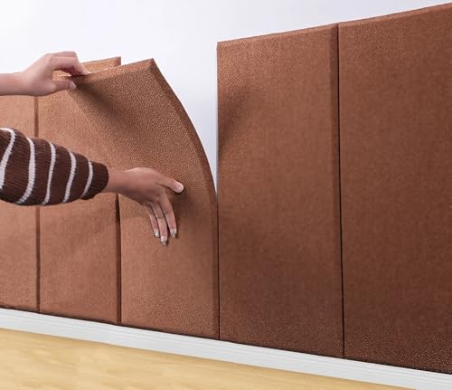 YHXAIQ Selbstklebende Anti-Kollision Schaum Wandpaneele, Dicke 13mm Gepolsterte Wandkissen für Schlafzimmer/Wohnzimmer, DIY Cortable & Feuchtigkeitsbeständig(Dark Brown,30 x 60 cm 3pcs) von YHXAIQ