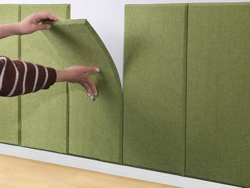 YHXAIQ Selbstklebende Anti-Kollision Schaum Wandpaneele, Dicke 13mm Gepolsterte Wandkissen für Schlafzimmer/Wohnzimmer, DIY Cortable & Feuchtigkeitsbeständig(Green,30 x 60 cm 3pcs) von YHXAIQ