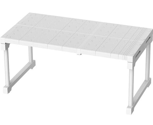 YHXAIQ Skalierbares und Layerbares Küchenregal Stehend, PP + Kohlenstoffstahl Tischregal für Schränke, Garderoben, Küchen und Badezimmer(Retractable 47-68 cm,48 x 32 cm) von YHXAIQ