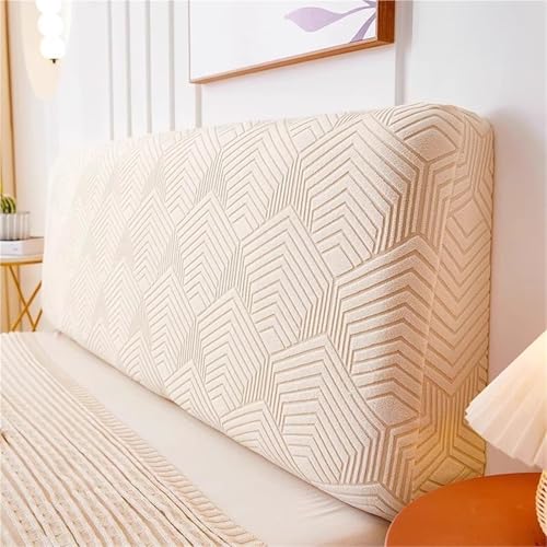 YHXAIQ Stretchy Flauschig Betthusse, All-Inclusive Antikollisionskopf Kopfteilbezug, Polyester + Samt Kopfteil Bezug, für Schlafzimmer Bett Dekor Kopfteil(Beige 6,180cm) von YHXAIQ