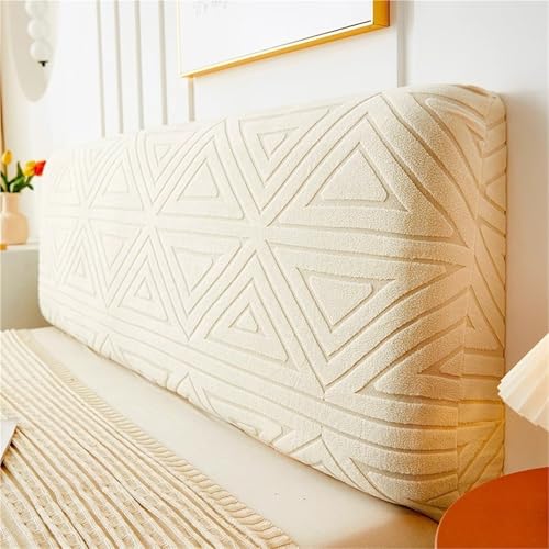 YHXAIQ Stretchy Flauschig Betthusse, All-Inclusive Antikollisionskopf Kopfteilbezug, Polyester + Samt Kopfteil Bezug, für Schlafzimmer Bett Dekor Kopfteil(Beige 7,150cm) von YHXAIQ