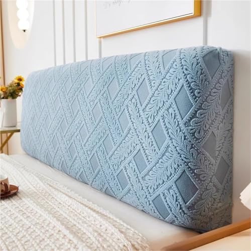 YHXAIQ Stretchy Flauschig Betthusse, All-Inclusive Antikollisionskopf Kopfteilbezug, Polyester + Samt Kopfteil Bezug, für Schlafzimmer Bett Dekor Kopfteil(Light Blue 3,200cm) von YHXAIQ