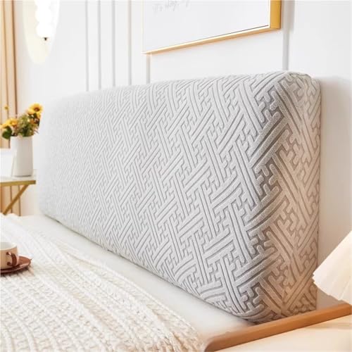 YHXAIQ Stretchy Flauschig Betthusse, All-Inclusive Antikollisionskopf Kopfteilbezug, Polyester + Samt Kopfteil Bezug, für Schlafzimmer Bett Dekor Kopfteil(Light Gray 1,120cm) von YHXAIQ