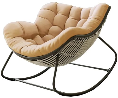 YHXAIQ Stuhl Auflagen Weich und Hautfreundlich, Gartenstuhlauflagen für Camping, Sitzauflagen Gartenmöbel Aus Polyester+Baumwolle, Schaukelstuhl für Terrassen(Khaki) von YHXAIQ