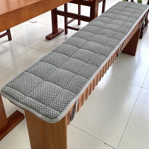 YHXAIQ rutschfeste Bankauflage Outdoor Cord-Stoff mit Schnürsenkeln für Fensterbankterrasse, Garten, Küche, Haus, mit Verstärkten Kanten(Gray,40 x 150cm) von YHXAIQ