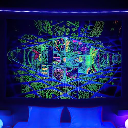 YHXBD Hippie Mandala Blacklight Wandteppich UV Reaktive Böhmische Indische Ästhetische Wand, Die Für Schlafzimmerwohnungen Hängt,A-06,75x100cm YHXBD Hippie Mandala Blacklight Wandteppich UV Reaktive Böhmische Indische Ästhetische Wand, Die Für Schlafzimmerwohnungen Hängt,A-06,75x100cm von YHXBD