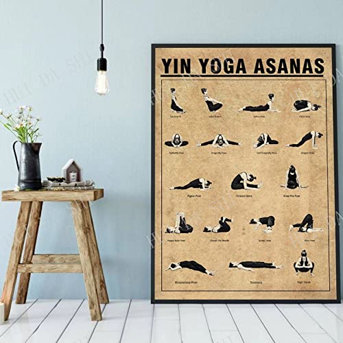 YHXCT Yoga Poster – Yin Yoga Asanas Poster Yoga Posen Wandkunst Yoga Guide Poster Yoga Von Zu Hause Aus Üben Yoga Sudio Decor Gym Poster Fitness Decor Bilder,Poster,Kunstdrucke Wandtattoos - 50X70Cm von YHXCT