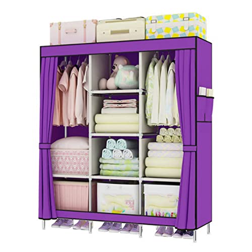YHYLCL Kleiderschrank, tragbarer Stoff-Kleiderschrank, Faltbarer Stoff-Kleiderschrank mit Kleiderstange und Seitentaschen, Kleiderschrank-Organizer, Kleiderschrank, Lila-128 x 45 x 170 cm YHYLCL Kleiderschrank, tragbarer Stoff-Kleiderschrank, Faltbarer Stoff-Kleiderschrank mit Kleiderstange und Seitentaschen, Kleiderschrank-Organizer, Kleiderschrank, Lila-128 x 45 x 170 cm von YHYLCL