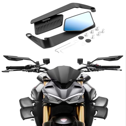 YHZCFWSF Motorrad-Rückspiegel für Yamaha XS900R Klappbare Lenker-Seitenspiegel 360° Drehbarer Weites Sichtfeld Blendfrei Motorradzubehör, Blackblue von YHZCFWSF