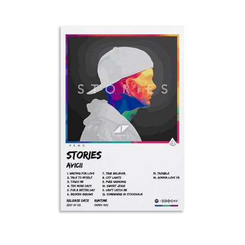 YHZCSCDXY Avicii Musik-Cover-Leinwand-Poster, Wandkunst, dekoratives Gemälde, Poster, 50 x 75 cm, ungerahmter Stil von YHZCSCDXY