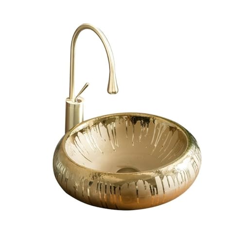 Langlebig Goldener europäischer Stil Aufsatzwaschbecken für Balkon, einfaches Badezimmer, kleines Waschbecken für den Hausgebrauch Einfach zu installieren Langlebig Goldener europäischer Stil Aufsatzwaschbecken für Balkon, einfaches Badezimmer, kleines Waschbecken für den Hausgebrauch Einfach zu installieren von YHxFlux