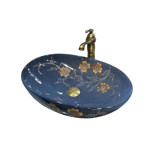 Langlebiges, antikes Keramik-Waschbecken, 55 x 35 cm, kleine Größe, Balkon, Badezimmer, Kunstspüle, einfach zu installieren Langlebiges, antikes Keramik-Waschbecken, 55 x 35 cm, kleine Größe, Balkon, Badezimmer, Kunstspüle, einfach zu installieren von YHxFlux