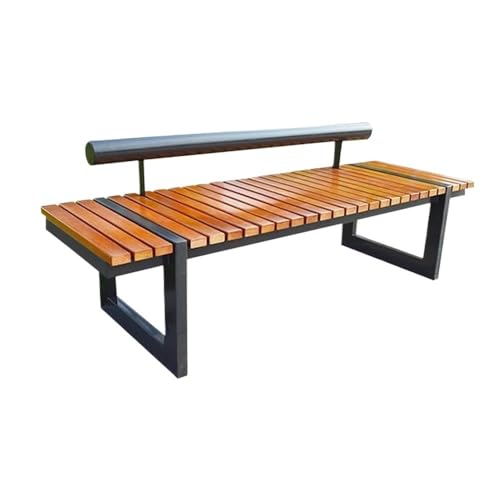 YHxFlux Gartenbank Parkbank for draußen, Gartenstuhl aus Holz, mit lackiertem Stahlrahmen, Sitzgelegenheit for Ausruhen auf der Terrasse Parkbank(Mittel) von YHxFlux