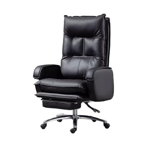 YHxFlux Komfort Bequemer sitzender Bürostuhl, Haushalts-Liegecomputerstuhl, fauler Sofastuhl, Drehstuhl aus Mikrofaser-PU-Leder Schreibtischstuhl(Schwarz) von YHxFlux