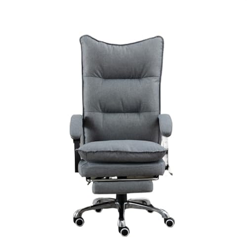 YHxFlux Komfort Bürostuhl Leder Hohe Rückenlehne Chefsessel mit Fußstütze, Ergonomischer Bürostuhl Schreibtischstuhl(Grigio) von YHxFlux