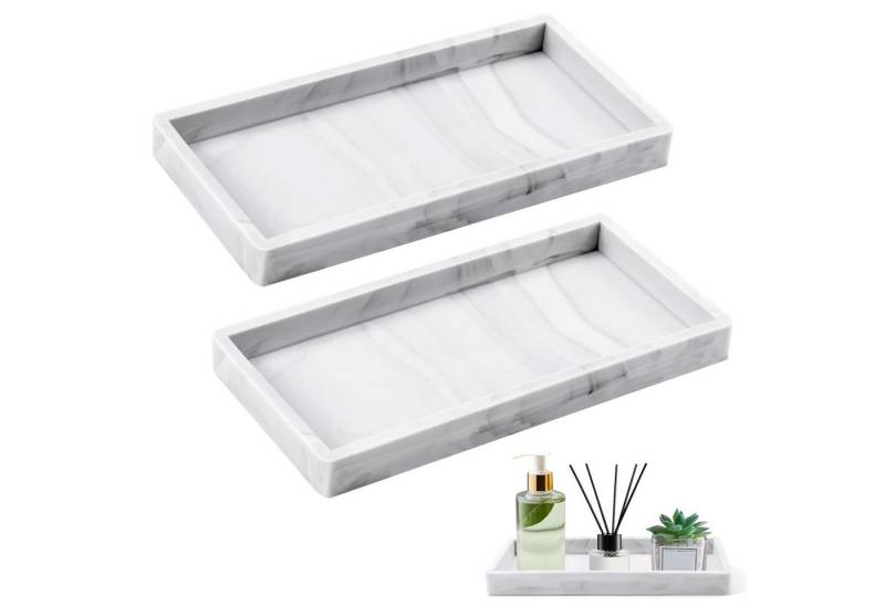 YI Dekotablett 2 Stück Marmor Tablett,Silikon Deko Tablett für Bad 10 * 20cm von YI