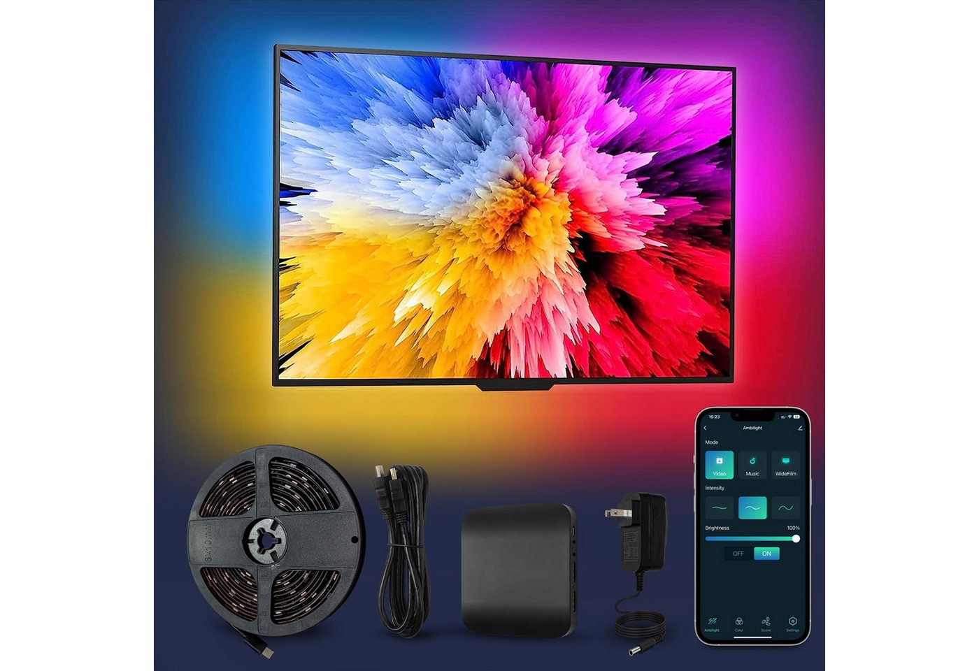 YI LED-Streifen TV Hintergrundbeleuchtung HDMI 2.0 Sync Box mit 5M RGBIC LED-Streifen YI LED-Streifen TV Hintergrundbeleuchtung HDMI 2.0 Sync Box mit 5M RGBIC LED-Streifen von YI