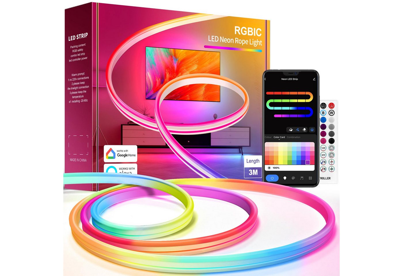 YI LED Stripe Neon LED Strip 3m Neon LED Streifen Funktioniert mit App-Steuerung YI LED Stripe Neon LED Strip 3m Neon LED Streifen Funktioniert mit App-Steuerung von YI