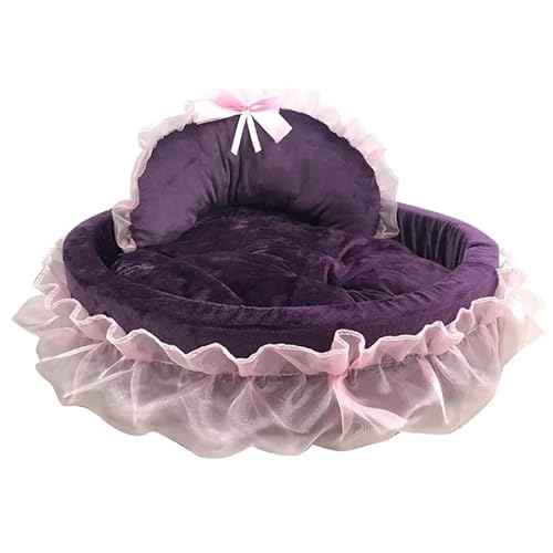 YIAGXIVG Hundebett Stilvolles Spitzen Prinzessin Nest Für Kleine Welpen Kätzchen Band Schleife Prinzessin Haustierbett Mit Abnehmbarem Kissen Haustierbetten Für Kleine Hunde von YIAGXIVG