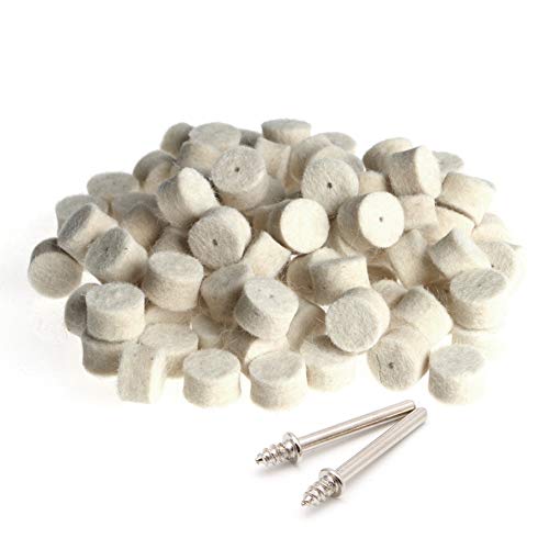 YIBOZI 100 Stück Wollfilz-Polierpads 13 mm + 2 Schaft für Schleifscheibe, Polierwolle von YIBOZI