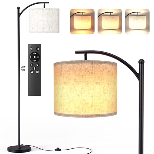 YICAIZI Stehlampe Wohnzimmer Dimmbar, Modern Standleuchte mit 3 Farbtemperaturen, Beigen Leinen-Lampenschirm, 12W Glühbirne inklusive, Fernbedienung und Fußschalterfür Wohnzimmer, Schlafzimmer, Büro YICAIZI Stehlampe Wohnzimmer Dimmbar, Modern Standleuchte mit 3 Farbtemperaturen, Beigen Leinen-Lampenschirm, 12W Glühbirne inklusive, Fernbedienung und Fußschalterfür Wohnzimmer, Schlafzimmer, Büro von YICAIZI