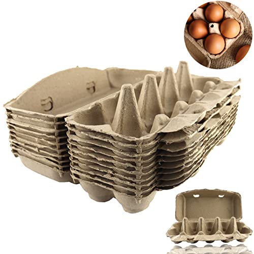 Eierkarton Eierkartons 10er Pappe 10 Stück Eierschachtel Unbedruckt Eierpappen mit Deckel für je 10 Eier (Braun) von YICH