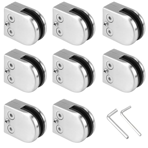 Glashalter Edelstahl 8 Stück Glasklemme Glasklemmen Glasklemmhalter Glasplattenhalter Glas Halterung für 8-10 mm Dicke Glas, Acrylglas und Holzböden von YICH