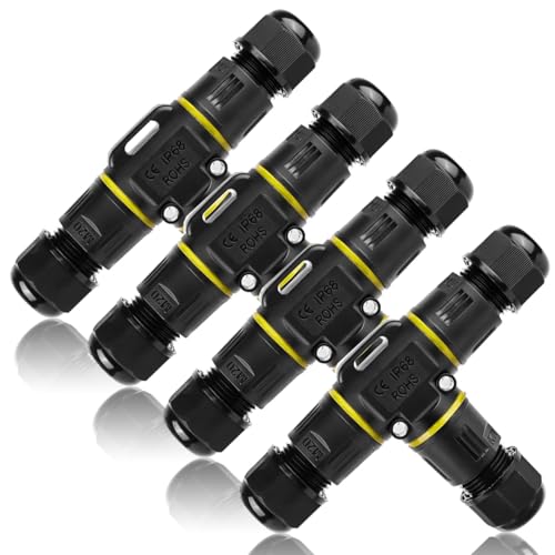 Kabelverbinder Wasserdicht 3 Polig 4 Stück Kabelverbinder Wasserdicht IP68 Kabelverbinder IP68 Kabel Wasserdicht Verbinden Kabel Verbinder Wasserdicht für Ø3-12 mm Kabeldurchmesser für Garten Outdoor von YICH