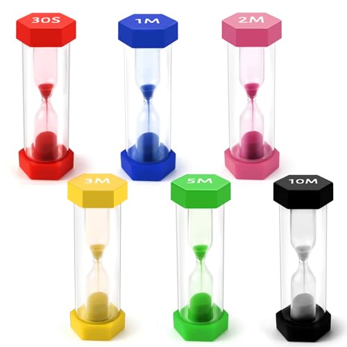 Sanduhr Zeitmesser Sanduhren 30sec, 1min, 2min, 3min, 5min, 10 Minuten Timer für Kinder Glas Timer für Schule Kita Klassenzimmer Spiele Zuhause Küche Büro Tea Time Kinder zähneputzen von YICH