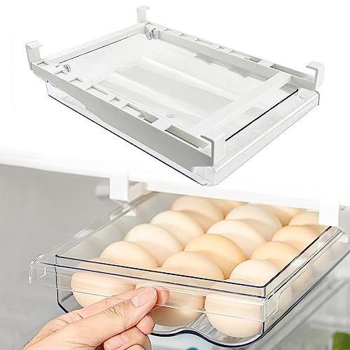 Schubladen Eierhalter Eierhalter Für Kühlschrank Frigerator Ei Organizer Refrigerator Egg Storage Bin Mit Gleitschiene Und Griff Fasst 18 Eier (Eier-Organizer) von YICH