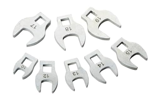 YICH 11-tlg Metrisches Hahnenfußschlüssel Drehmoment Set 3/8 Zoll Drehmoment Gabelschlüssel Set 10–19 mm Krähenfußschlüssel Satz mit Clip-on-Organizer von YICH