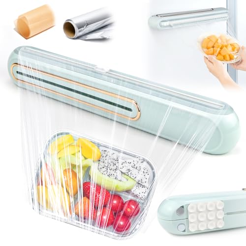 YICH Frischhaltefolienspender Folienschneider Folienspender Magnetisch Alufolienabroller Plastic Wrap Cutter Glattes Abtrennen Frischhaltefolienschneider für Küche, Esszimmer, Kühlschrank von YICH