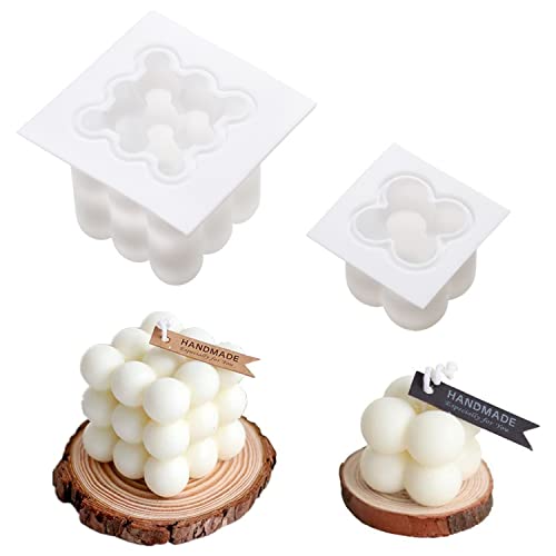 YICYC Kerzenform, DIY-Kerzen 3D Ball Cube Kerzengießform, Antihaft Bubble Candle Silikonformen für die Herstellung von Duftkerze Soy Wachs Handgemachte Seife etc von YICYC