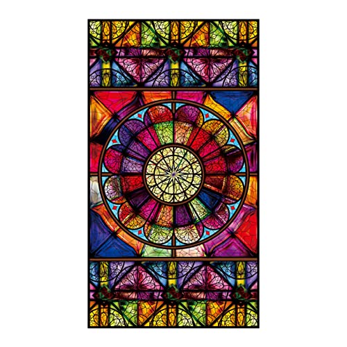 YIDAX Fensterfolie Sichtschutz, Retro Buntglas Fensteraufkleber Undurchsichtige Selbstklebende Dekorative Glasfolie Für Badezimmer Heim Büro,60x120 cm von YIDAX