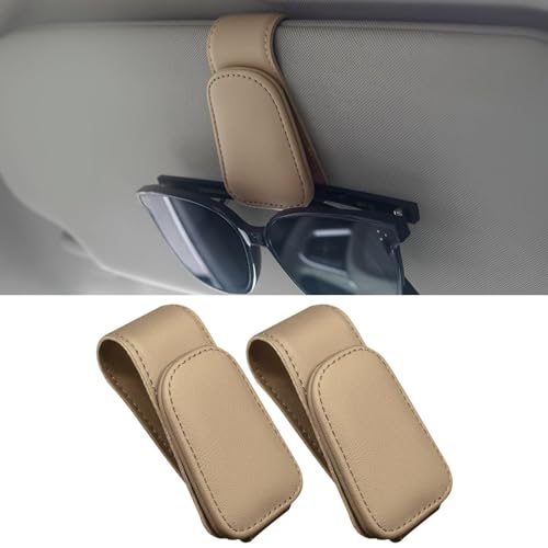YIDIRUI 2 Stück Sonnenbrillenhalter für Audi A1 3-türer Typ 8X ab Bj. 2010-07/2018, Magnetischer Brillenhalter Clip für Auto Sonnenblende Sonnenbrillen Halterung Ticket-Kartenclip,Beige von YIDIRUI