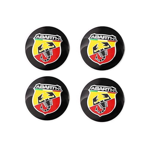 YIDIRUI 4 Stücke Nabenkappen Aufkleber für Abarth 500 595 695 SS Grande Punto, Felgendeckel Aufkleber Wasserdicht Staubdicht Radzierblende Aufkleber Radnabenabdeckung Dekorative,Yellow-56mm von YIDIRUI
