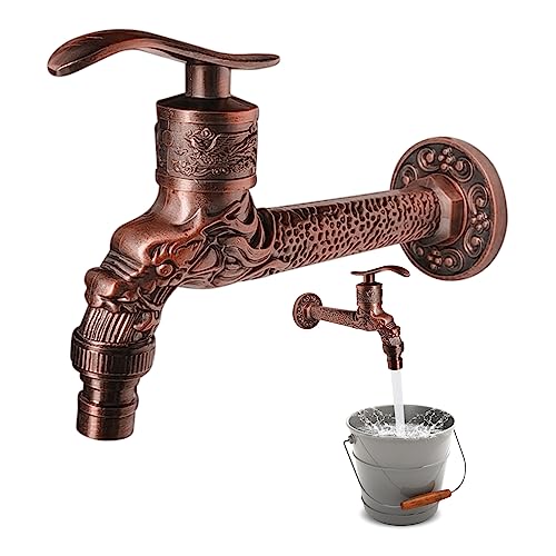 Vintage Wasserhahn Garten Langer Griff: YIDM Wasserhahn Garten Drachenform aus Rotbronze Wasserhahn, Vintage Wasserhahn Antik Garten Langer Griff Wasserhahn für Küche Badezimmer Toilette Balkon von YIDM