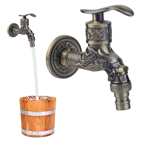 Wasserhahn Garten Antik Vintage Wasserhahn: YIDM Wasserhahn Garten 1/2 Zoll Wandmontage Drache Geschnitzt Wasserhahn Nostalgie Wasserhahn für zu Hause Küche Bad Outdoor Garten von YIDM