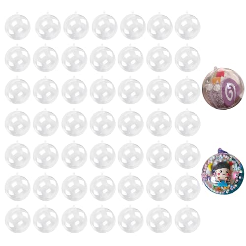 YIDM 50 Stück Transparent Acrylkugeln: 5cm Plastikkugeln zum Befüllen Kleine Runde Kapseln Kunststoffkugel Weihnachtskugeln zum Aufhängen und Abnehmen Geeignet für Hochzeit Weihnachten Home Decor DIY von YIDM