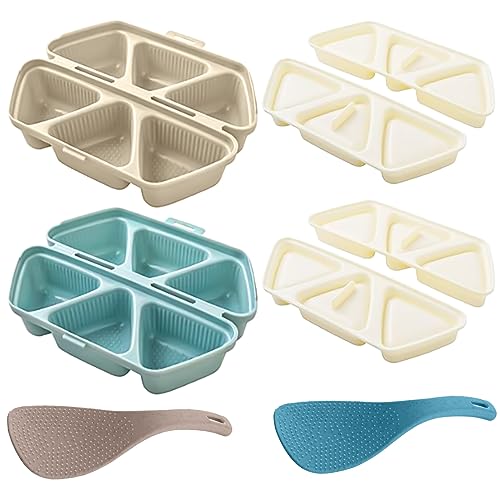 YIDM Onigiri Form Sushi Onigiri Mold 2 Stück Onigiri Maker 6-in-1, Onigiri Form mit 2 Reislöffel, Sushi Form Onigiri Maker, Dreiecks Sushi Form,Sushi-Formen-Set für Lunch Bento Box Zubehör von YIDM