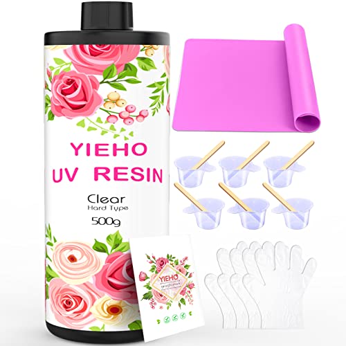 YIEHO 500g UV Harz Kit-Bulk Kristallklare harte UV schnell aushärtende Epoxidharz Versorgung mit Matte für Handwerksschmuck Herstellung YIEHO 500g UV Harz Kit-Bulk Kristallklare harte UV schnell aushärtende Epoxidharz Versorgung mit Matte für Handwerksschmuck Herstellung von YIEHO