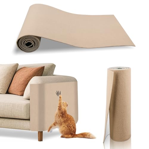 YIEMI Kratzmatte für Katzen, 40 x 100 cm, mit selbstklebender Rückseite, zuschneidbare Kratzpads (Khaki) von YIEMI
