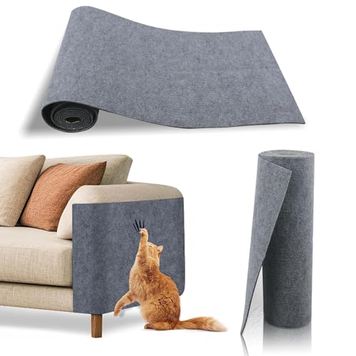 YIEMI Kratzmatte für Katzen, mit selbstklebender Rückseite, zuschneidbar, 60 x 100 cm, Hellgrau von YIEMI