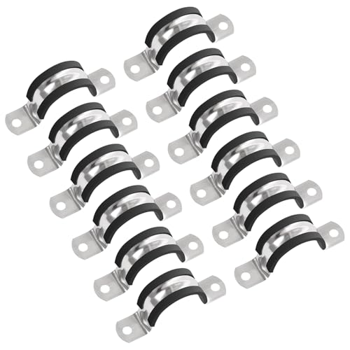 YIEMI Rohrschellen, 48 mm Durchmesser 304 Edelstahl-Rohrschelle mit U-Rohr-Schelle für Rohr, Leitung oder Drahtseil (12 Stück) von YIEMI